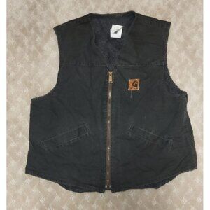 Vintage Carhartt Men's Large Sherpa Lined Canvas Vest Green Made in USA Workwear